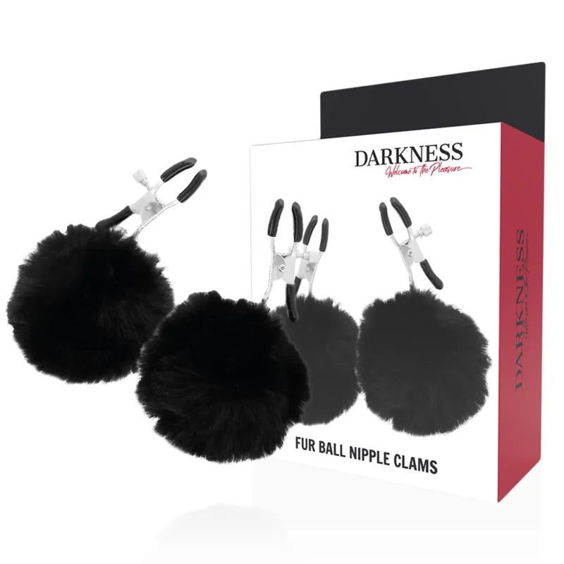 Darkness - Nipple Clamps with Pom Poms 1