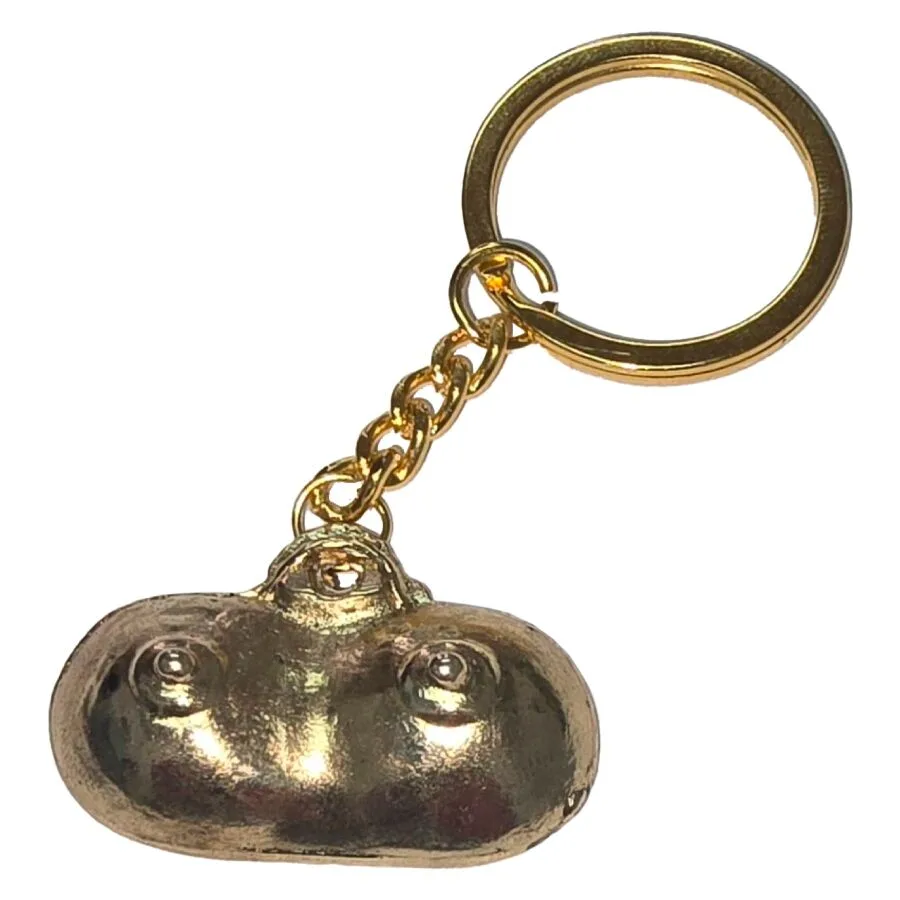 Diablo Picante - Gold Metal Keychain ​​with Breasts