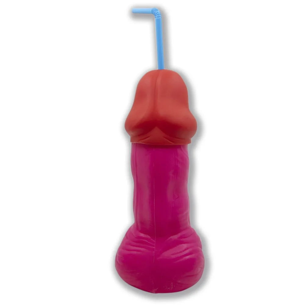 Penis Shaped Cup with Straw Pink