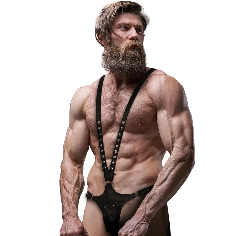 Fetish Submissive Attitude - Mens V-Shaped Eco-Leather Harness