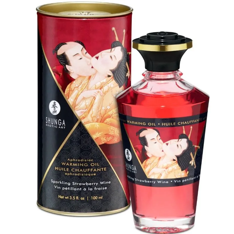 Shunga - Strawberries and Cava Heat Effect Massage Oil 100 ml