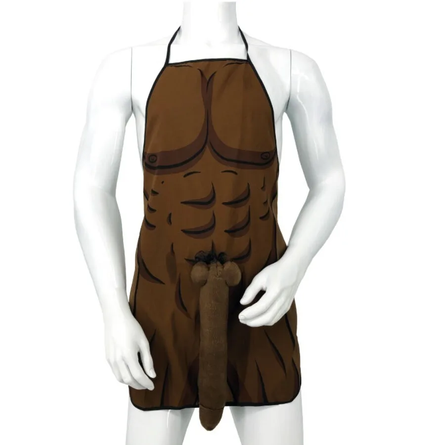 Diablo Picante - Muscular Apron with 3D Penis in Brown Tone