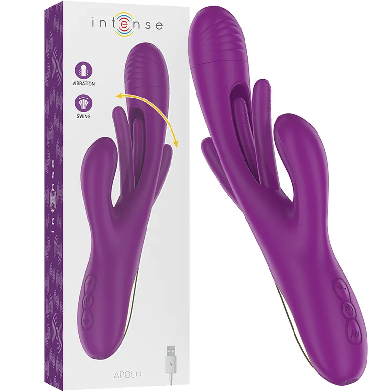 Intense - Apolo Vibrador Multifuno Recarregvel 7 Vibraões com Língua Oscilante Roxa