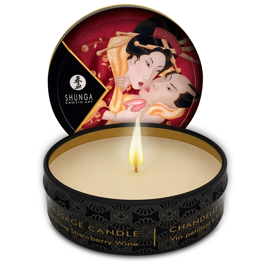 Shunga - Mini Caress por Candelight Morangos e Vela de Massagem Cava 30 ml
