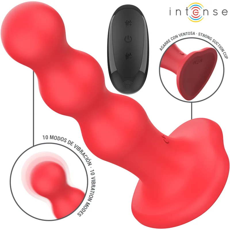 Intense - Cody Vibrator with Suction Cup Red Remote Control