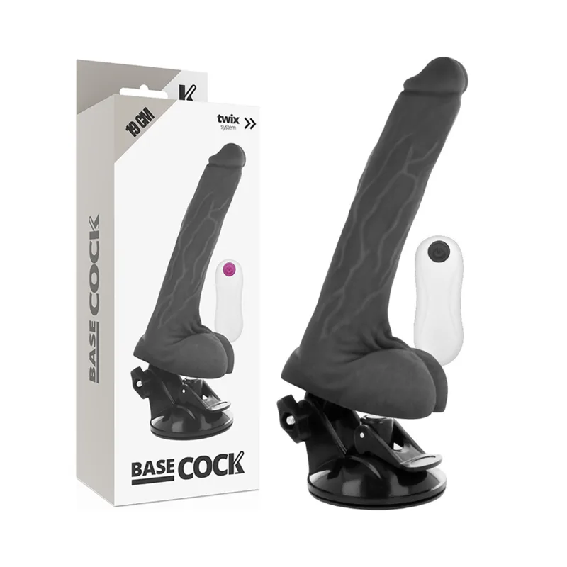 Basecock - Vibrador de Controle Remoto Realista Preto 19 cm -o- 4 cm