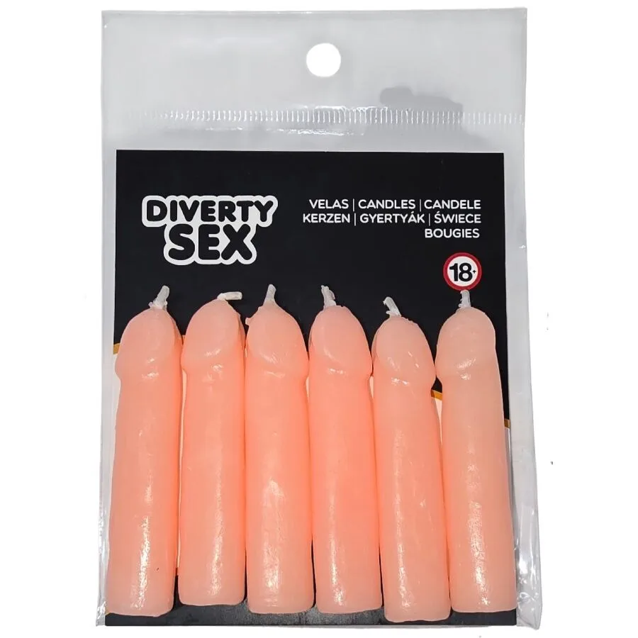 Diablo Picante - 6 Flesh Penis Shaped Candles
