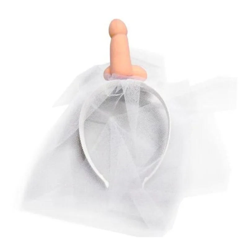 Diablo Picante - White Bridal Veil with Penis