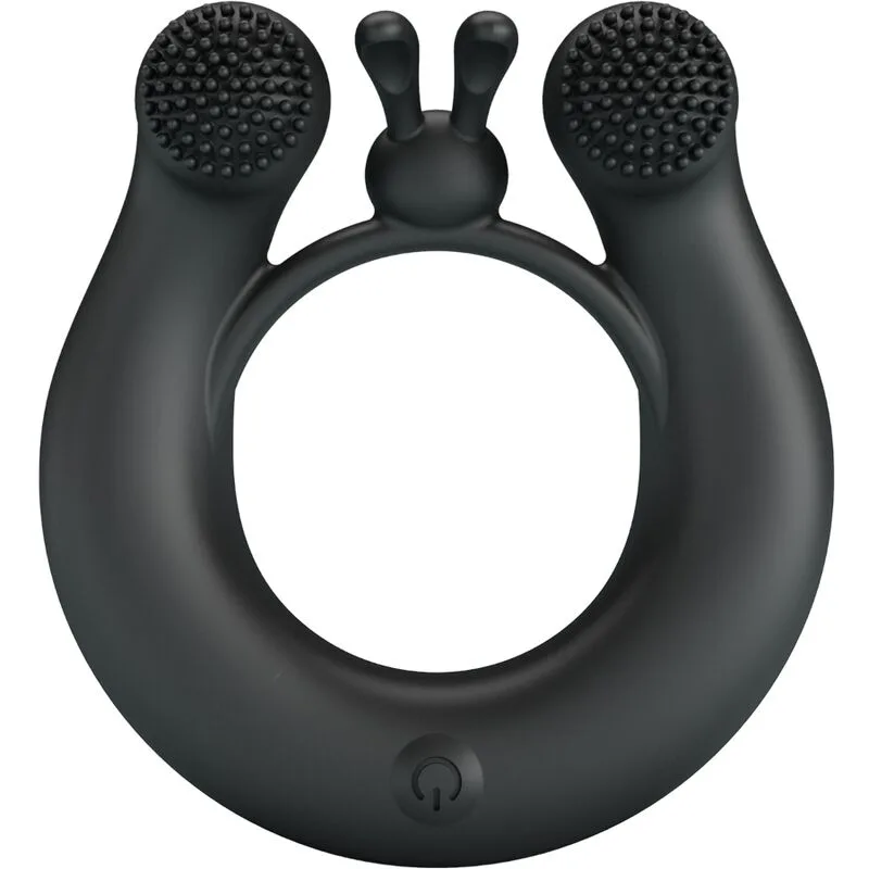 Pretty Love - Dahlia Vibrating Ring + Clitoris Stimulator 12 Vibrations Black