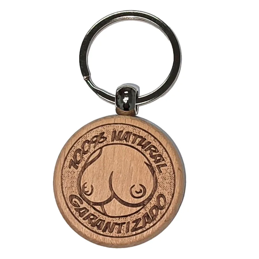 Diablo Picante - Wooden Breast-Shaped Keychain