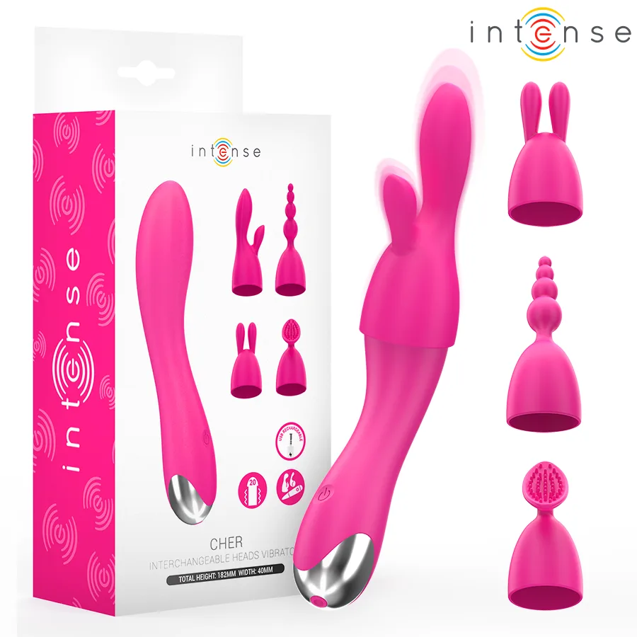 Intense - Cher Vibrator with 20 Patterns and Interchangeable Heads