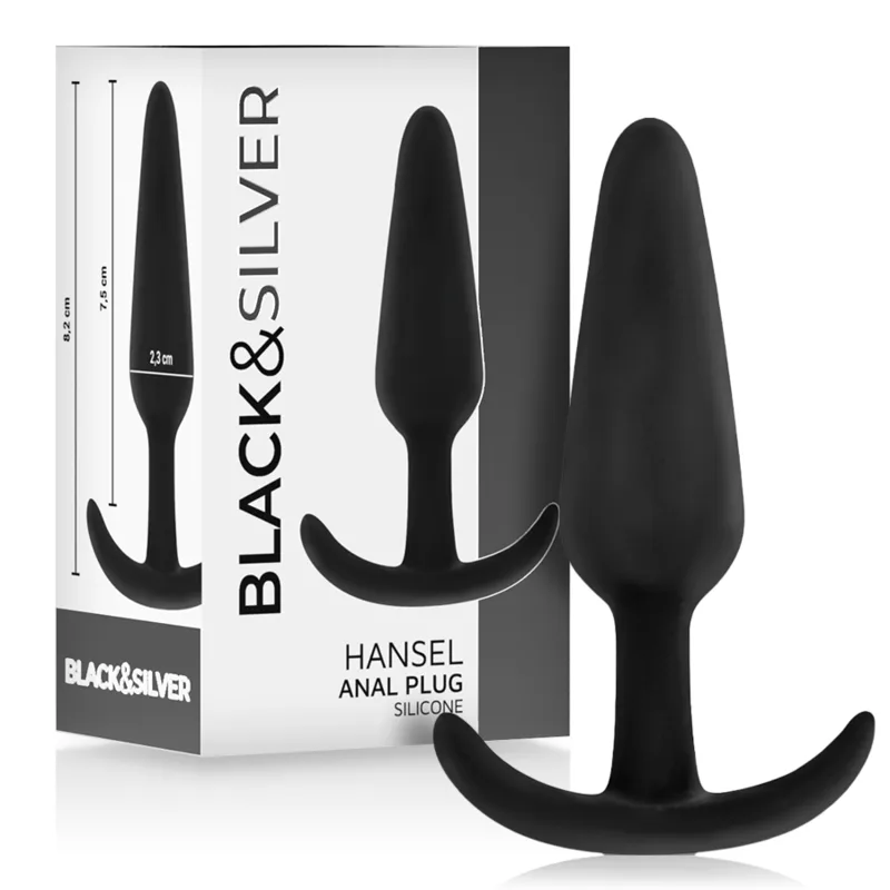 Black&Silver - Hansel Silicone Anal Plug with Small Handle