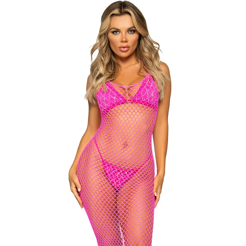 Leg Avenue - Long Net Dress Fuchsia