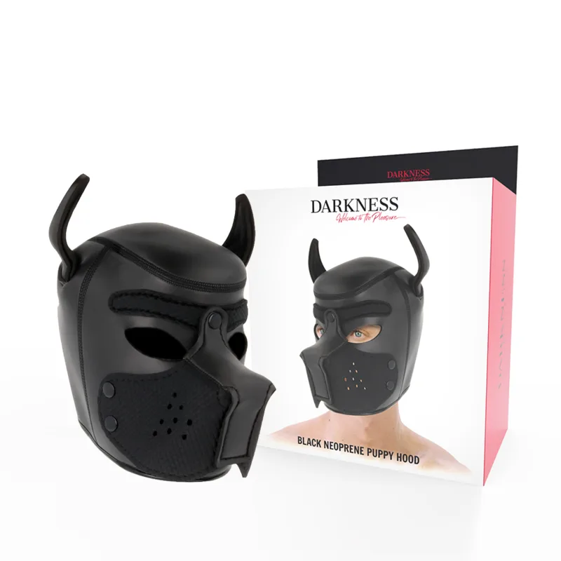 Darkness - Neoprene Dog Mask with Removable Muzzle L