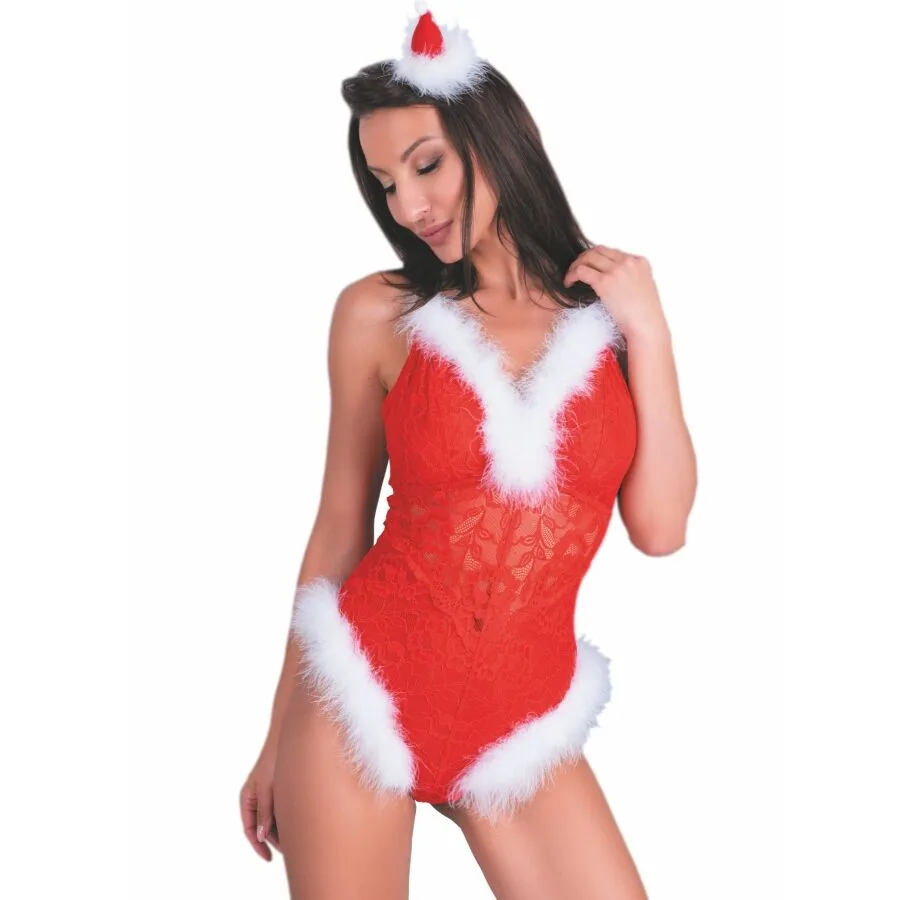 Livco Corsetti Fashion - Naughty Santa Lc 90706 Bodysuit de Natal L/XL