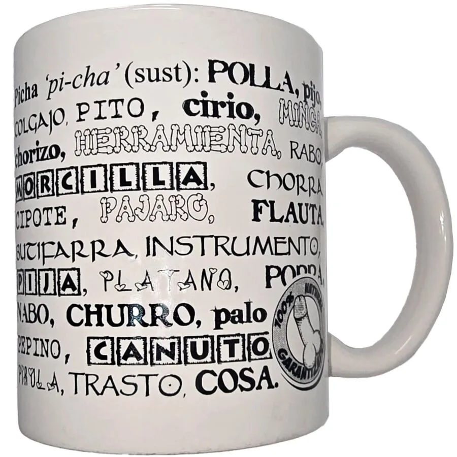 Diablo Picante - White Mug with Penis Synonyms 370 ml