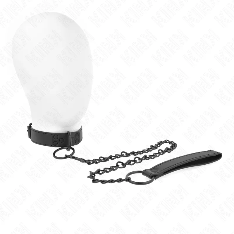 Kink - Collar with Dark Leash 65 cm Adjustable 37-54 cm X 3 cm