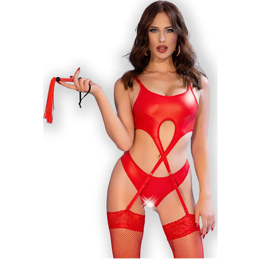 Chilirose - Cr 4625 Conjunto Quatro Peças Crotchless Vermelho