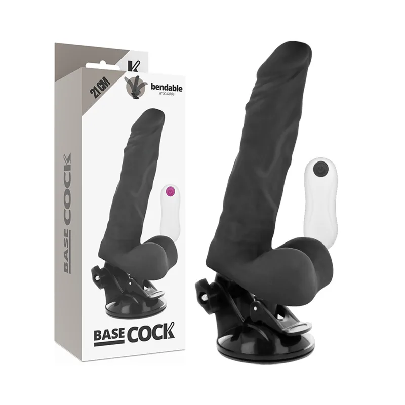 Basecock - Vibrador Articulable Control Remoto Negro 21 cm -O- 5 cm