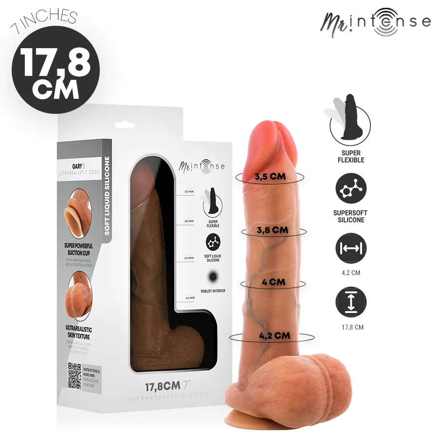 Mr Intense - Gary S Ultra-Realistic Silicone Cock with Testicles 17.8 cm -Ø- 4.2 cm