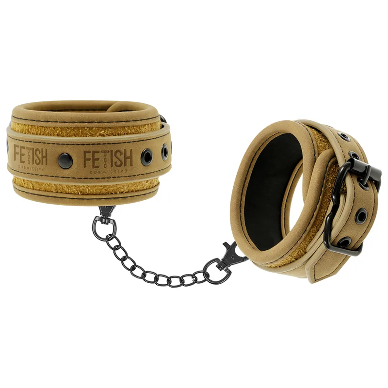 Fetish Submissive Origen - Vegan Leather Ankle Cuffs with Neoprene Lining