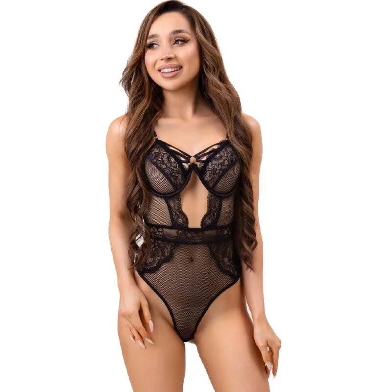 Livco Corsetti Fashion - Paula Lc 20209 Body with Lace Decorations Black