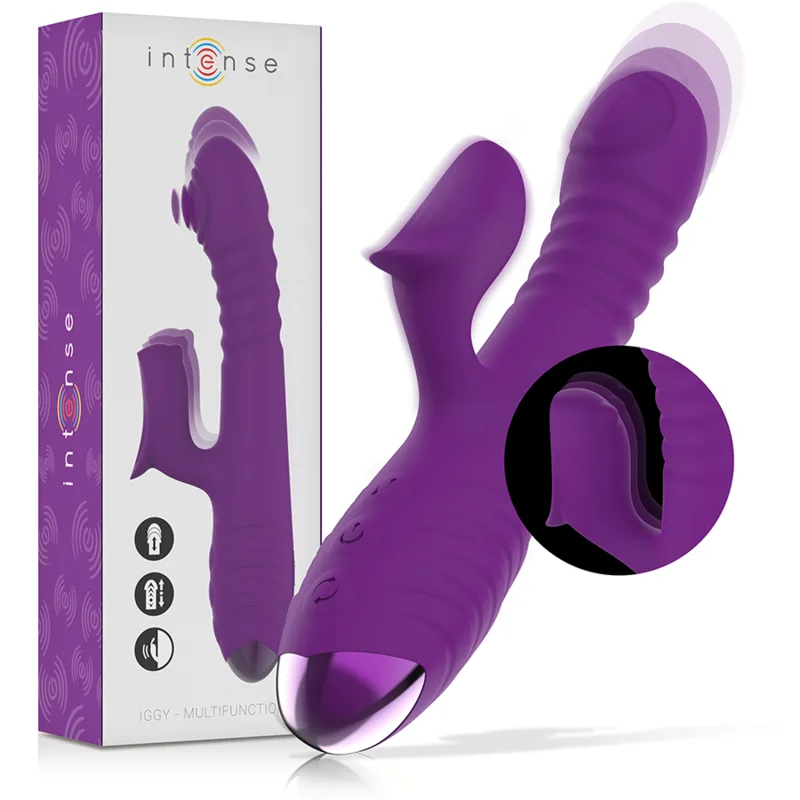 Intense - Iggy Multifunction Rechargeable Vibrator Up & Down with Clitoral Stimulator Purple