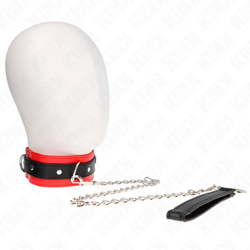 Kink - Basic Model Collar with Leash 65 cm Model 3 Red 53 X 5 cm