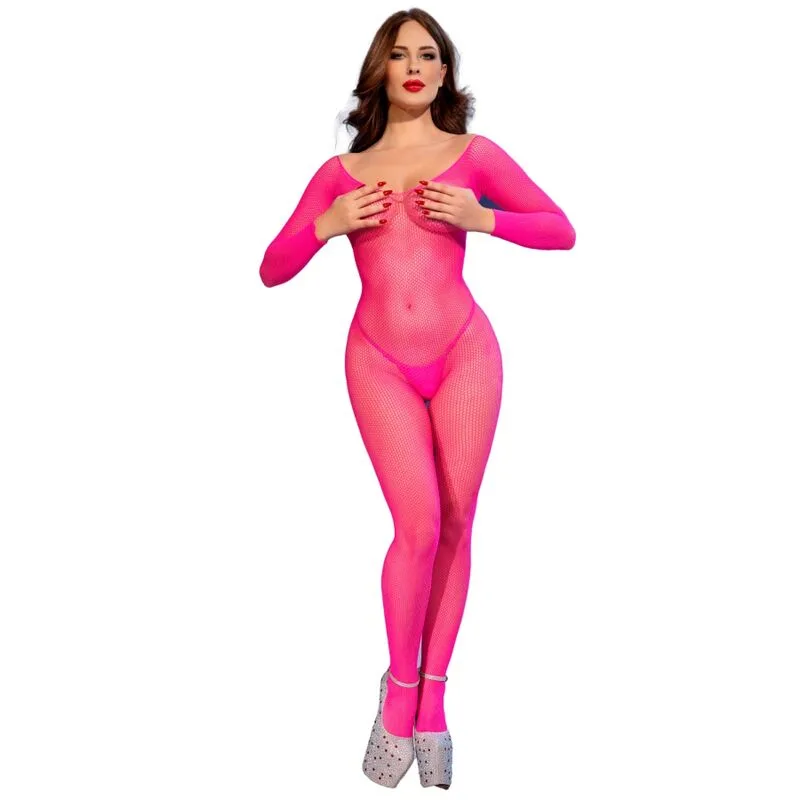 Chilirose - Cr 4894 Meia-Calça de Malha Rosa Neon P/M