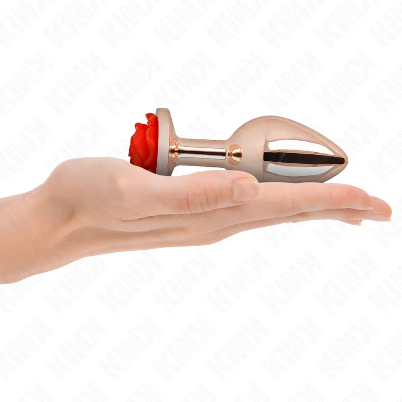 Kink - Plug Anal Rosa Ouro com Rosa Vermelha L