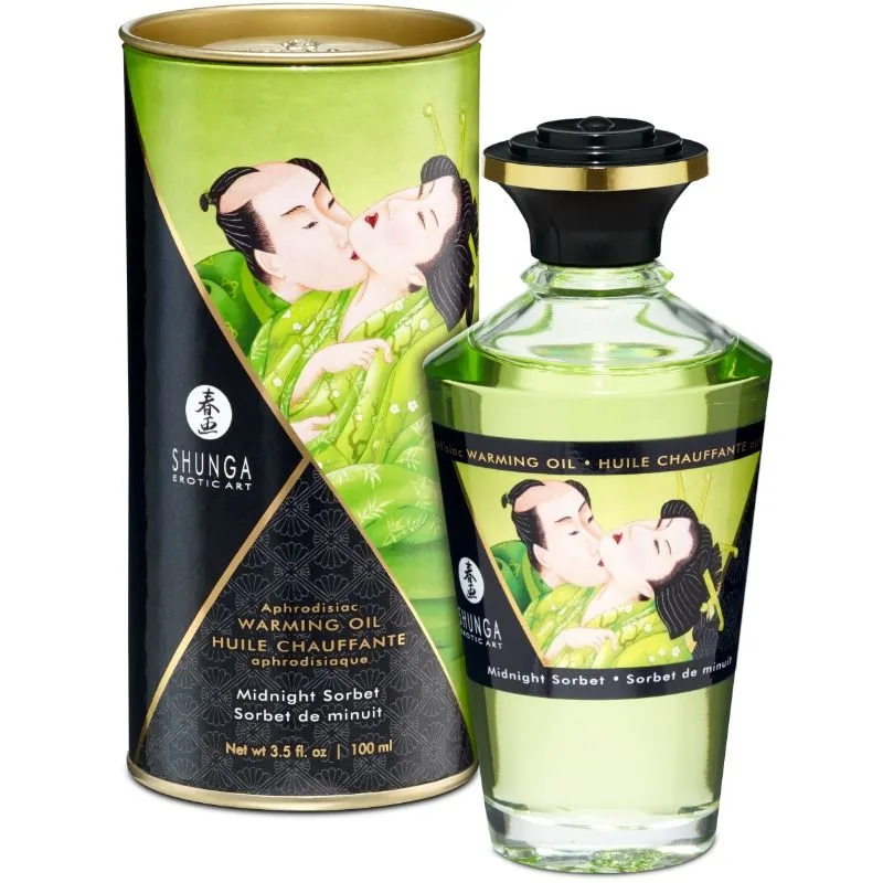 Shunga - Óleo de Massagem com Efeito Calor Sabor Midnight Sorbt 100 ml