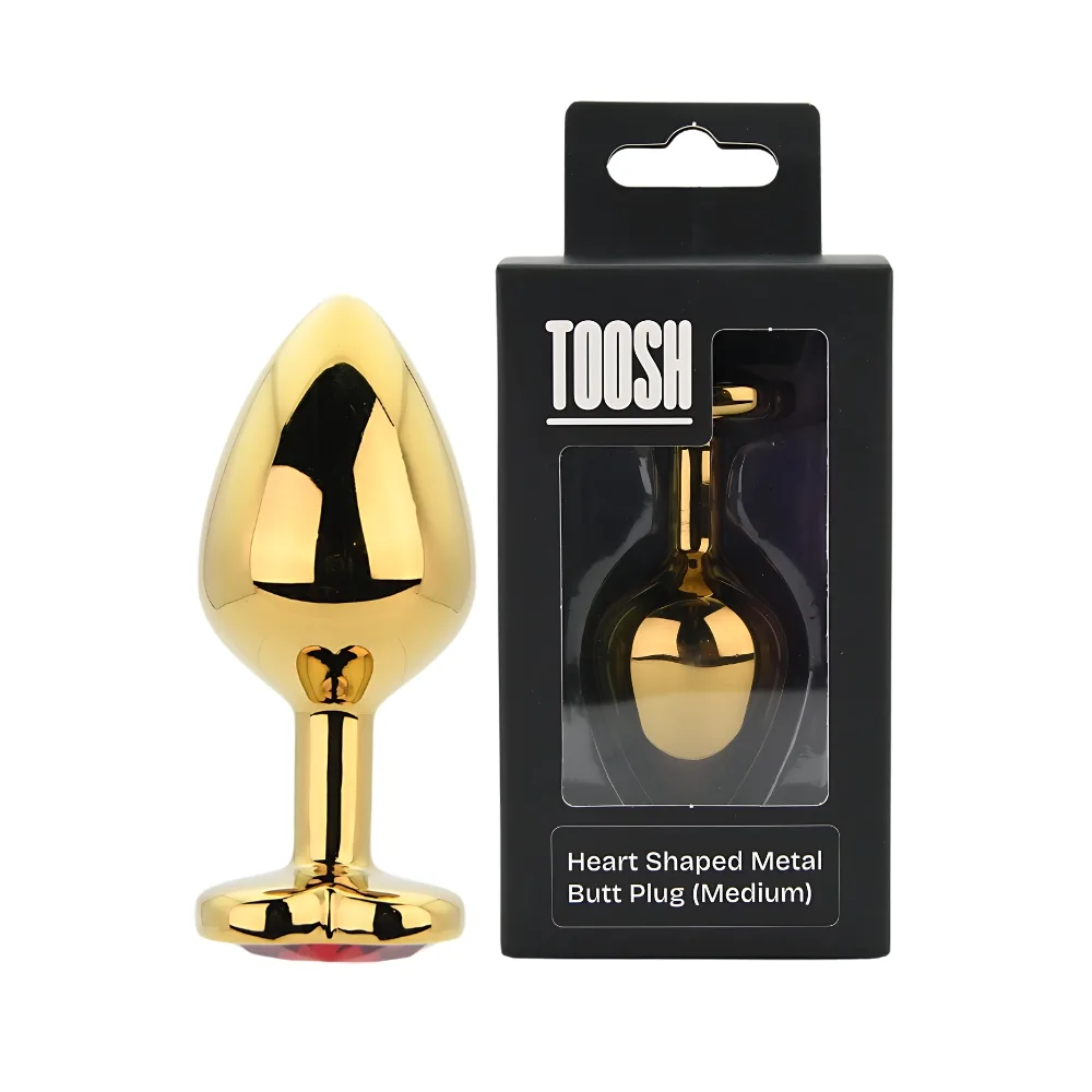 Toosh Heart Shaped Gold with Red Stone Medium