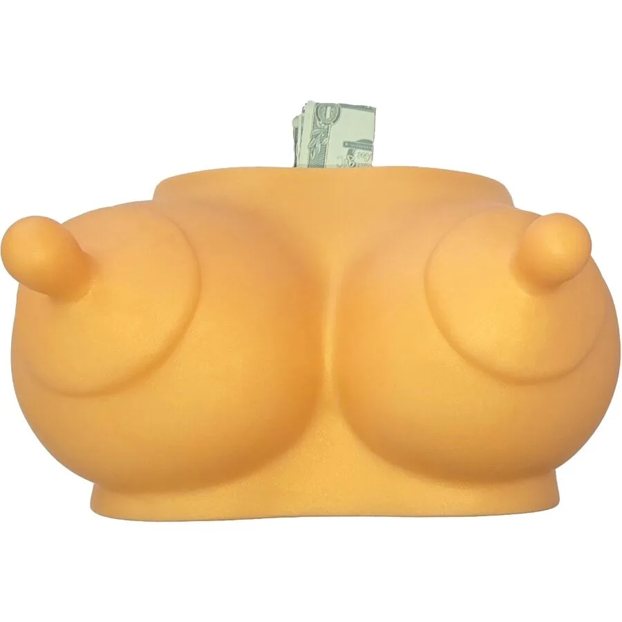Diablo Picante - Piggy Bank in the Shape of Boobs Golden Tone