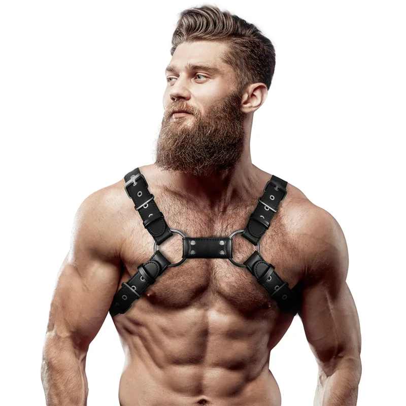 Fetish Submissive Attitude - Mens Adjustable Eco-Leather Chest Bulldog Harness
