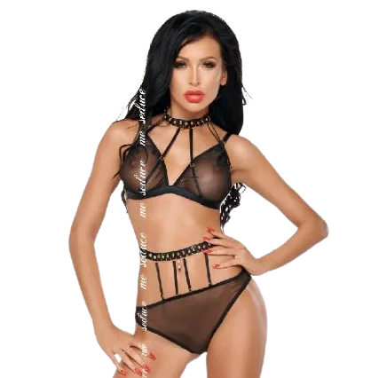 Me-Seduce - Dotty Set Two Pieces Black S/M
