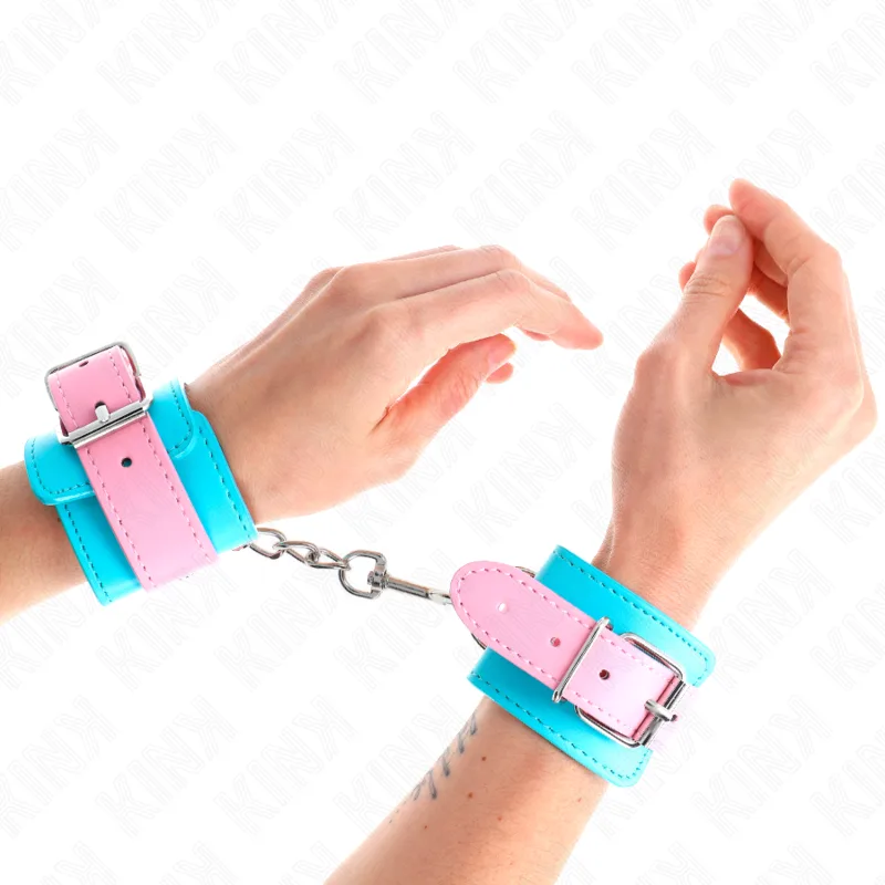 Kink - Cute Wrist Restraints Blue / Pink Adjustable 16-28 cm X 5 cm