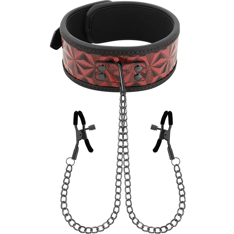 Begme - Red Edition Collar with Nipple Clamps with Neoprene Lining