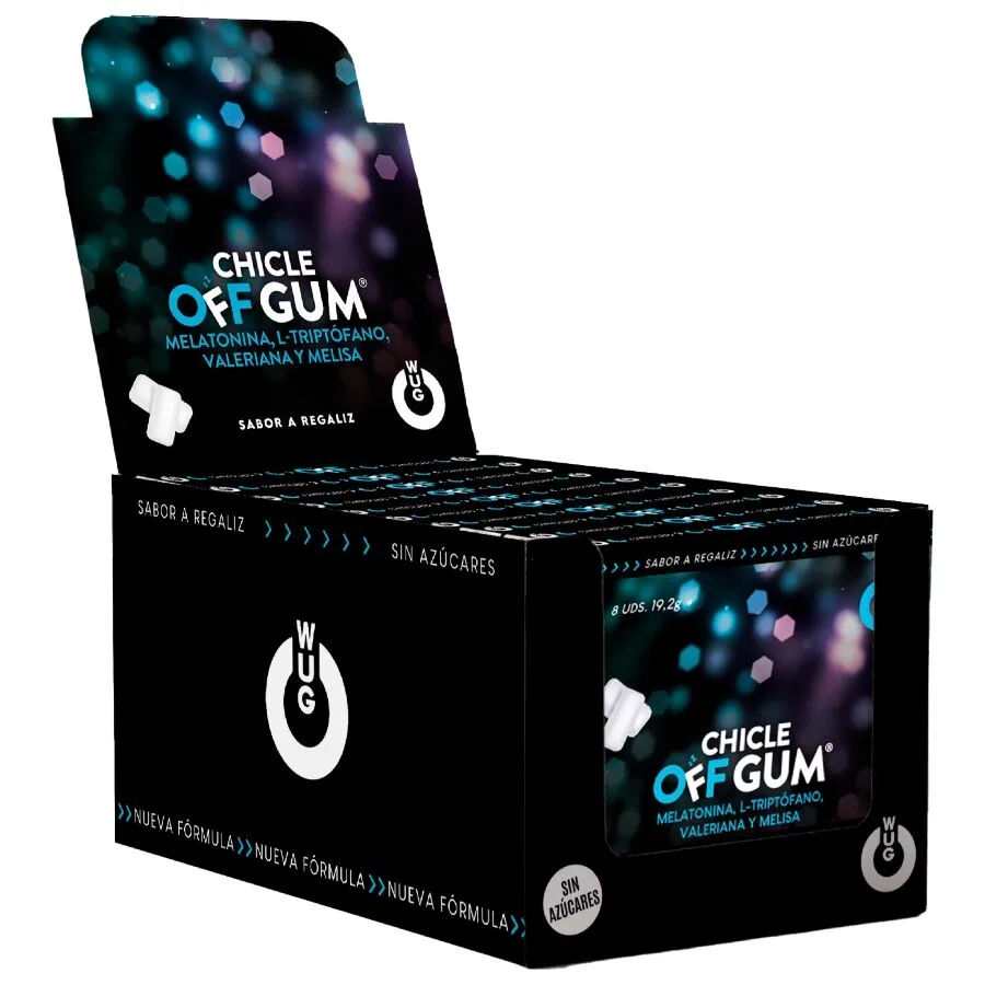 Wug Gum - Off Valerian, Tryptophan, Lemon Balm and Melatonin | Display 12 X 8 Units