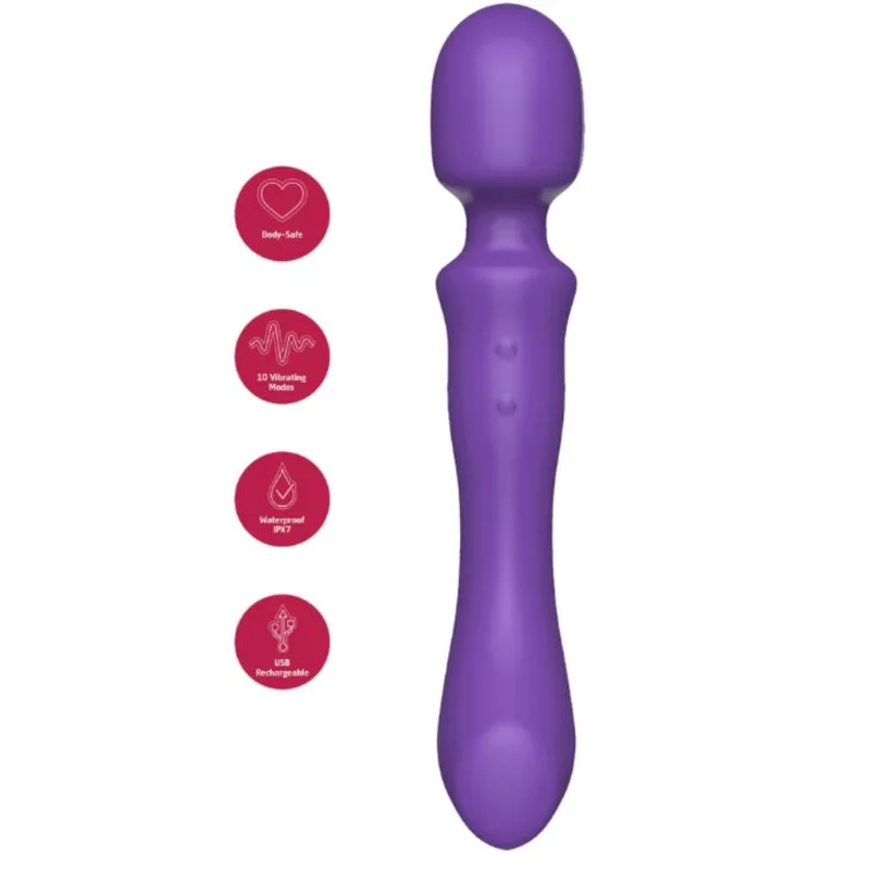 She.E.O - Double-Ended Vibrating Massager Wand Purple