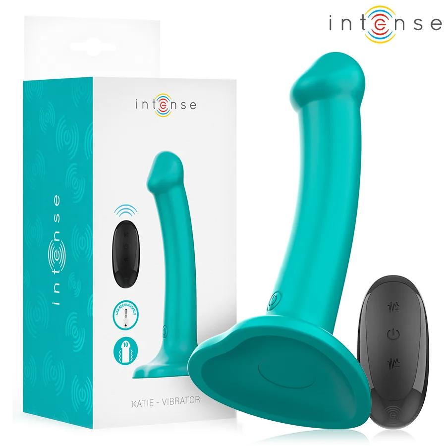 Intense - Katie Vibrator with Suction Cup 10 Vibrations Blue Remote Control