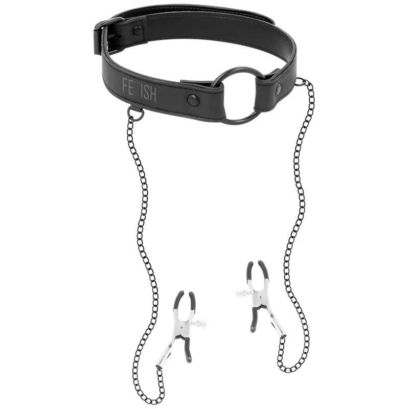 Fetish Submissive - Gag Ring with Nipple Clamps