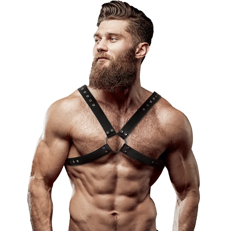 Fetish Submissive Attitude - Arnês de Couro Ecológico com Peito Cruzado para Homens