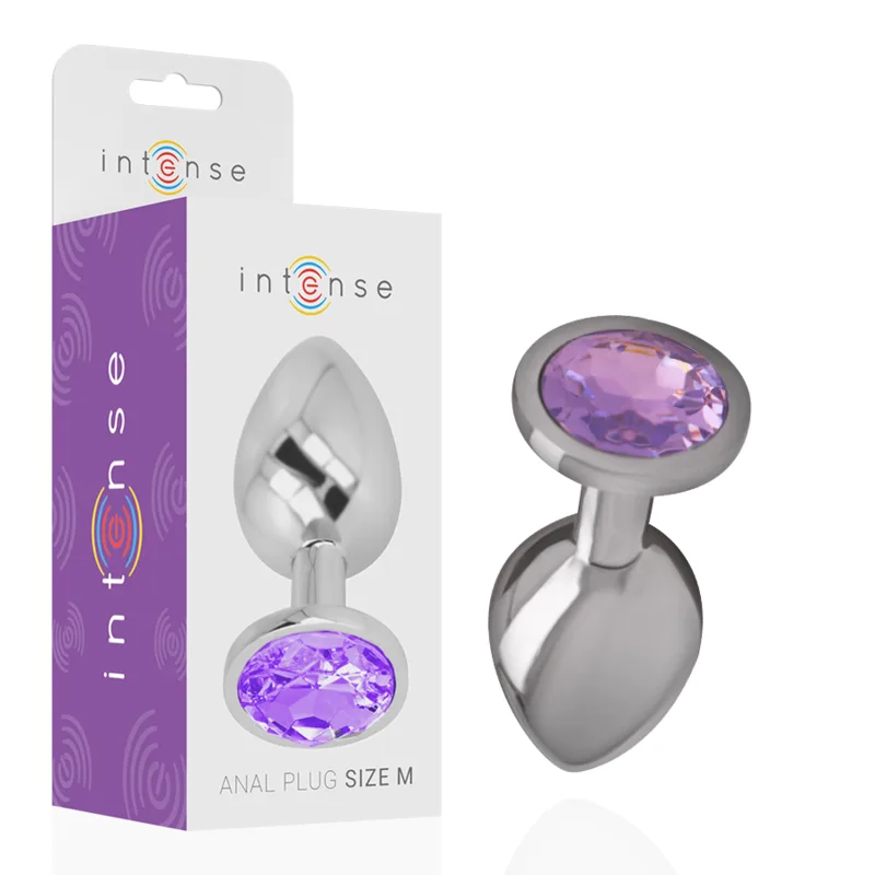Intense - Aluminum Metal Anal Plug with Violet Crystal Size M