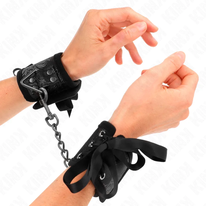 Kink - Scandal Wrist Restraints Black Lace Details 24.5 cm X 6.5 cm