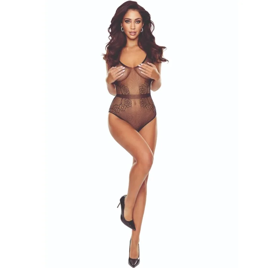 Passion - Bs115 Black Grid Bodystocking