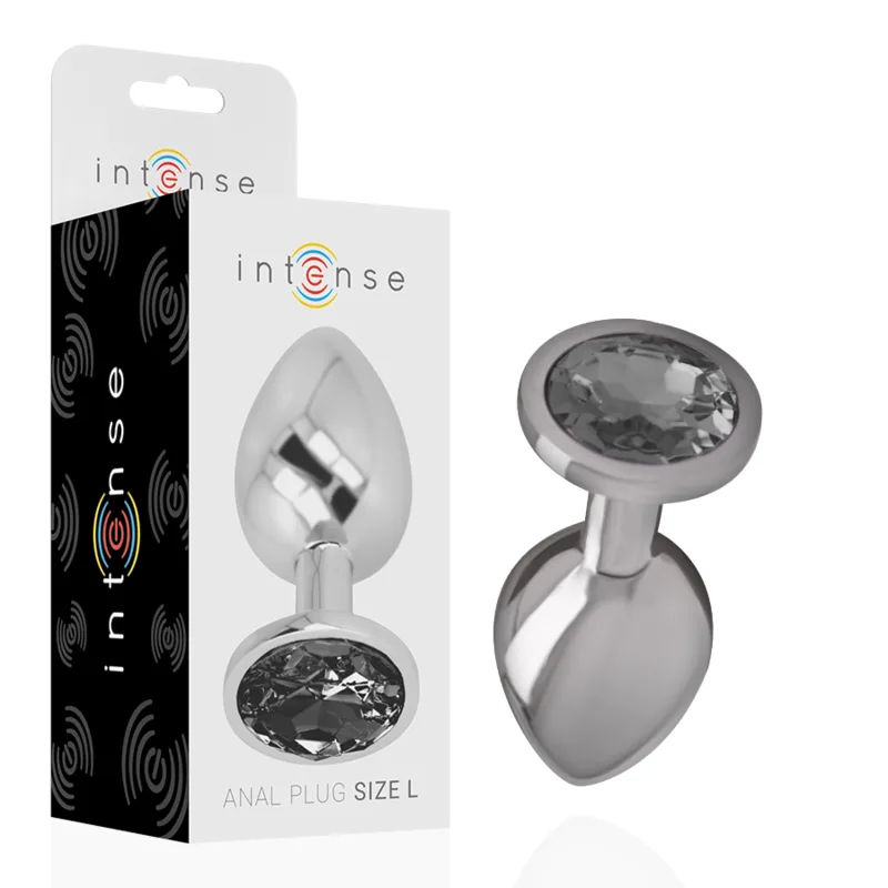 Intense - Aluminum Metal Anal Plug with Black Glass Size L