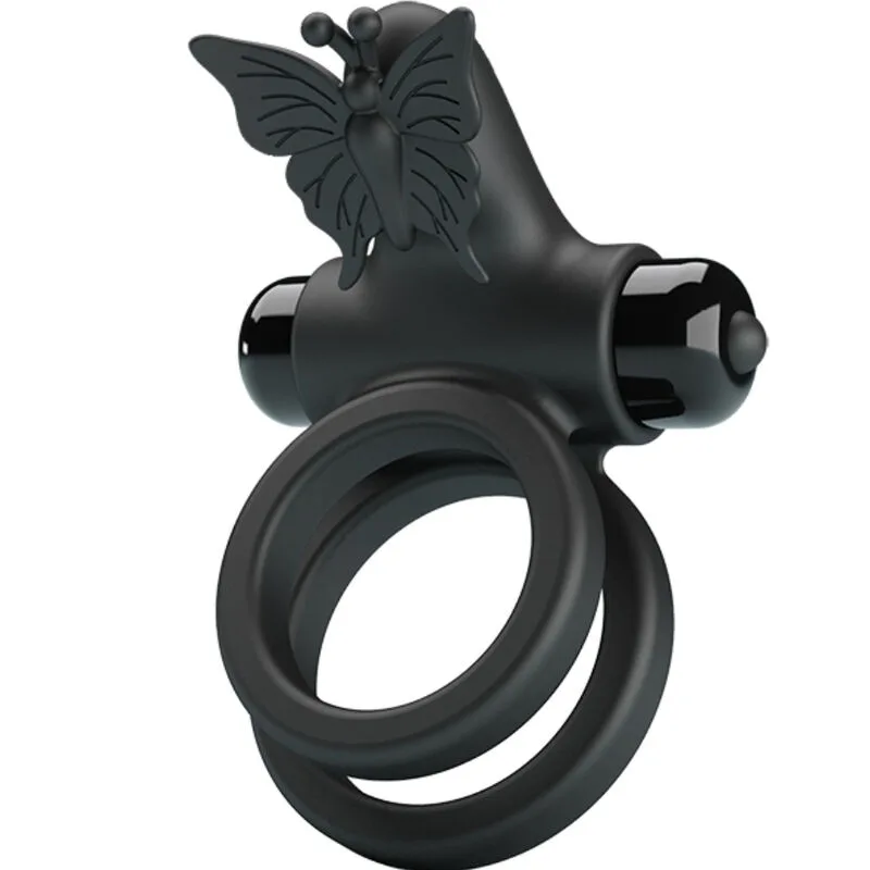 Pretty Love - Double Vibrating Ring with Black Stimulator