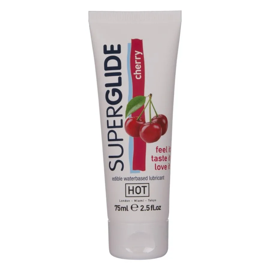 Hot - Superglide Edible Lubricant Waterbased Cherry 75 ml
