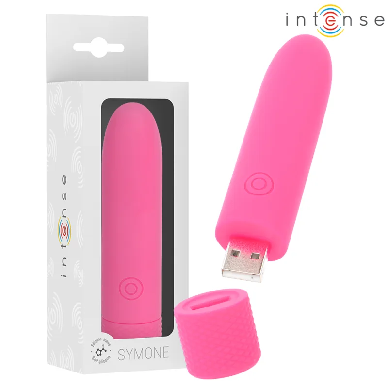 Intense - Symone USB Rechargeable Vibrating Bullet 8 Vibrations Pink 10 X 2.2 cm