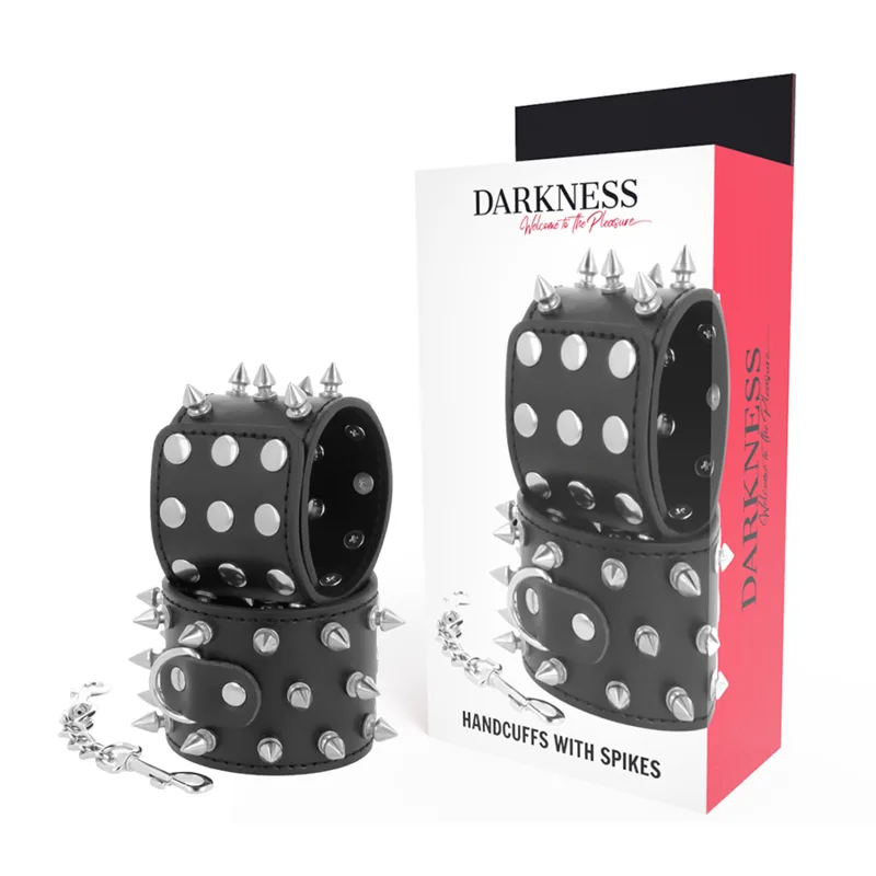 Darkness - Skulls and Bones Black Spiked Handcuffs